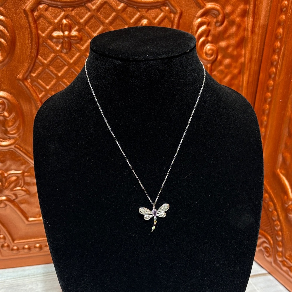 JTV Silver and Gold Dragonfly Necklace